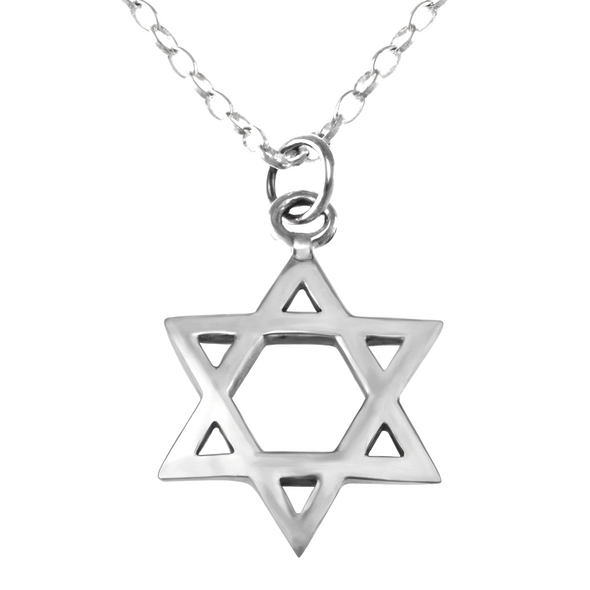 Sterling Silver Star of David Pendant Necklace for Men Women Boys Girls - with 18" Silver Chain and Jewellery Gift Box