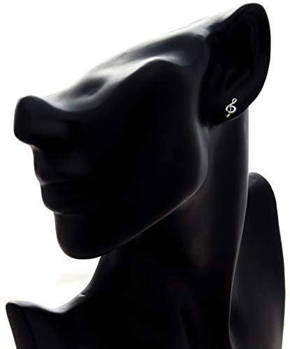 Sterling Silver Treble Clef Stud Earrings