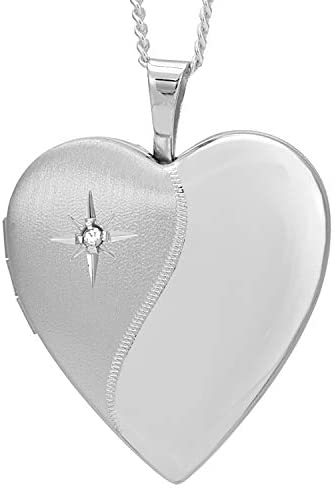Sterling Silver and Diamond Family Locket with 18" Chain - Space for 4 Pictures - Comes in Jewellery Gift Box