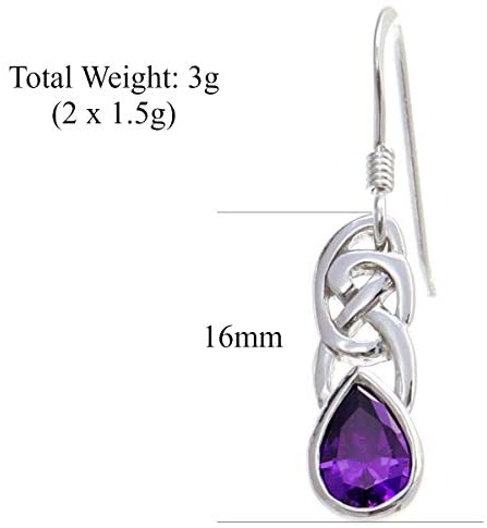 Sterling Silver and Amethyst Celtic Earrings and jewellery gift box
