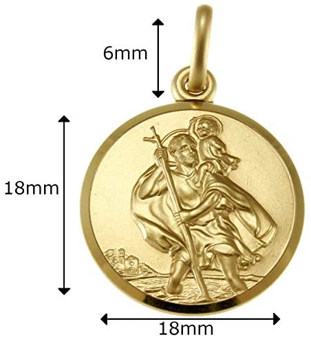 9ct Gold St Christopher Pendant Medal - 18mm - 3.3g - Includes Jewellery presentation box
