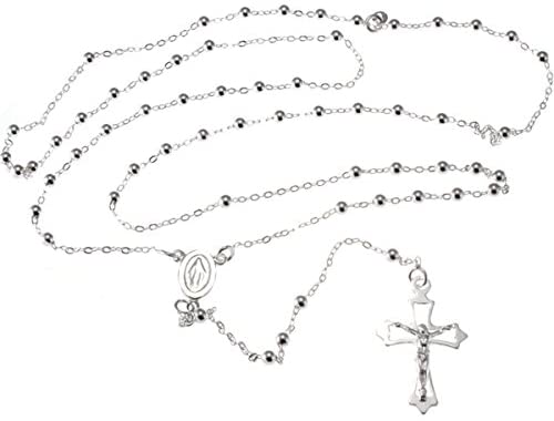 Sterling Silver Holy Communion Rosary Beads