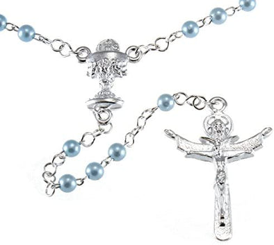 First Communion Blue Rosary Beads