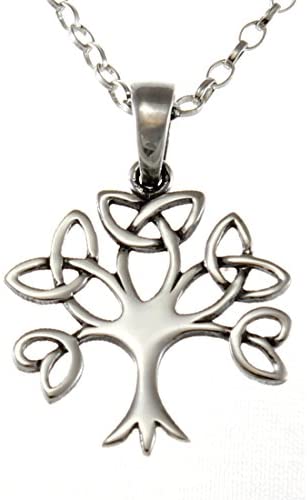 Sterling Silver Celtic Trinity Tree of Life Pendant Necklace With 18" Chain