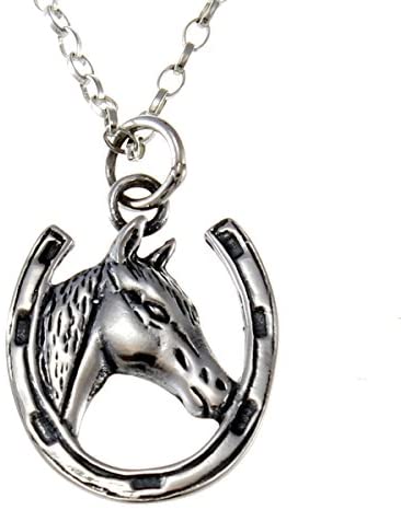 Sterling Silver Lucky Horse Shoe Pendant Necklace With 18" Chain