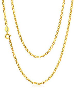 22" Solid 9ct Gold Chain Oval Belcher Chain Necklace - 1.5mm - Yellow Gold Necklace for Women & Men with Jewellery Gift Box