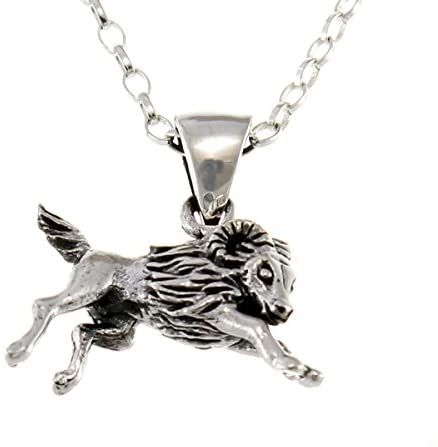 Sterling Silver Aries (The Ram) Zodiac Star Sign Pendant Necklace & 18" Chain