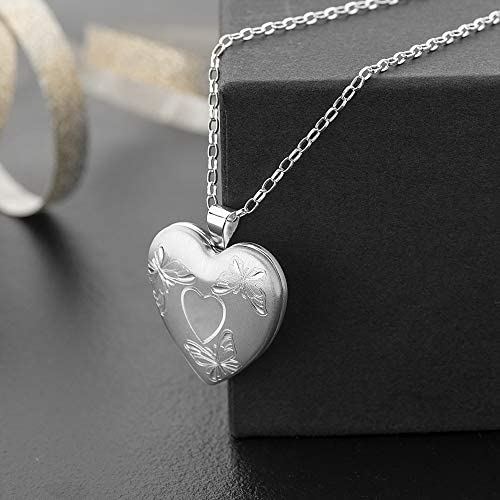 Sterling Silver Butterfly Family Locket with 18" Silver Chain and gift box - 4 Photo Windows Inside