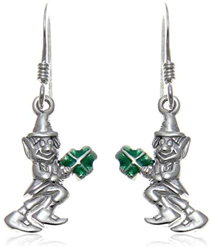 Sterling Silver Irish Leprechaun Celtic Earrings