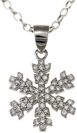 Sterling Silver Snow Flake Pendant Necklace With 18" Chain