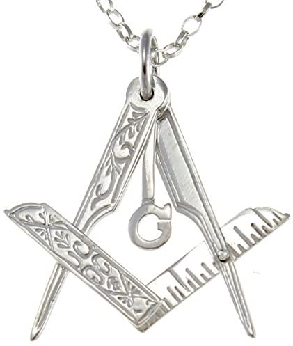 Sterling Silver Folding Masonic Freemason Pendant Necklace With 20" Chain