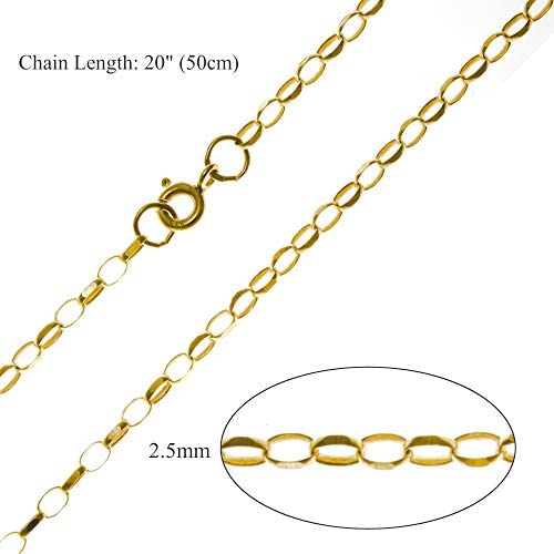 9ct Yellow Gold Rolo Belcher Chain Necklace - 3.4g - 20" (50cm) - Suitable for a man or woman - Comes in a Jewellery presentation gift box