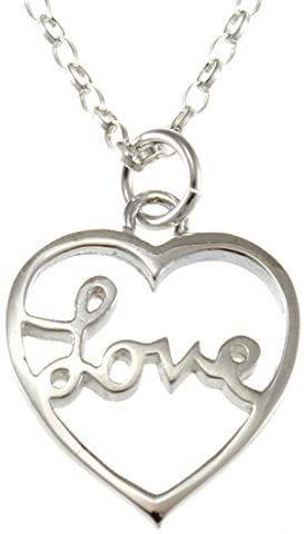 Sterling Silver Love Heart Necklace With 18" Chain