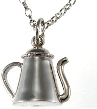 Sterling Silver Tea Coffee Pot Pendant Necklace With 18" Chain