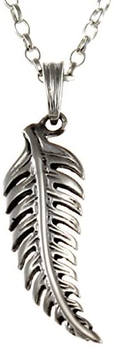Sterling Silver Feather Fern Pendant Necklace With 18" Chain