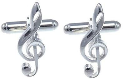 Sterling Silver Treble Clef Cufflinks - Mens Music Gift