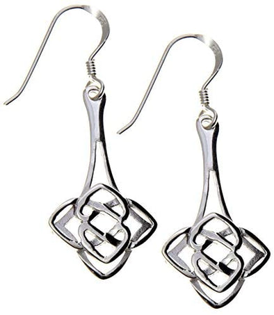 Sterling Silver Celtic Knot Drop Earrings with Jewellery Gift Box