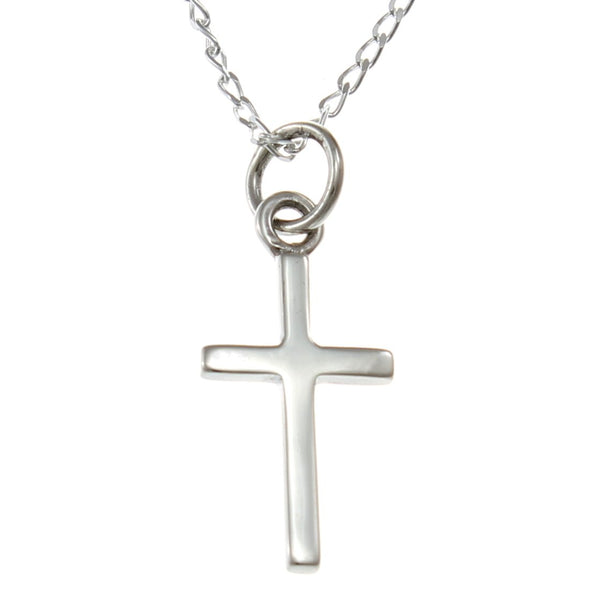 Childrens Sterling Silver Cross Pendant Necklace With 16" Chain & Jewellery Gift Box