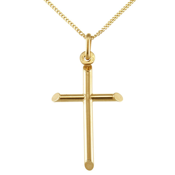 Plain 9ct Gold Cross Necklace with 18" Chain & Jewellery Gift Box