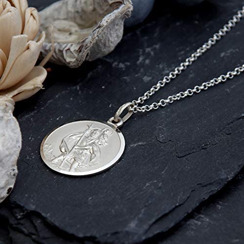 Mens St Christopher Necklace Traveler Medallion Jesus Protection Amulet  Pendant | eBay