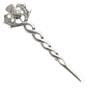 Sterling Silver Scottish Thistle Kilt Pin Brooch for Men & Women - Kilt Accessory with Jewellery Gift Box - 75mm