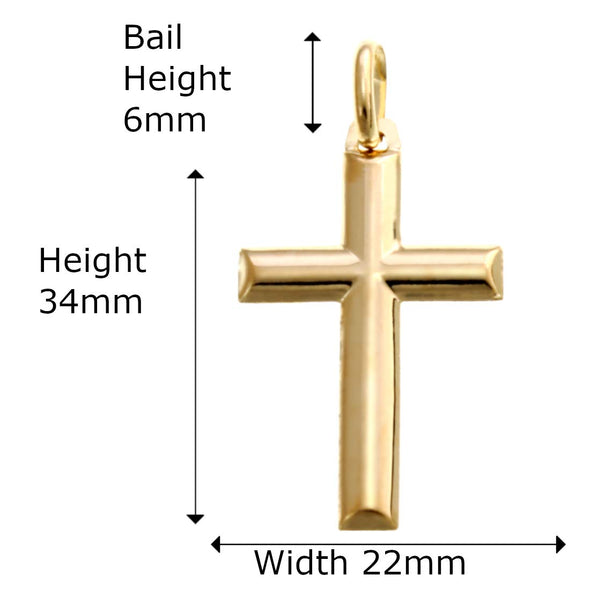 Alexander Castle Mens 9ct Gold Cross Pendant - 34mm x 22mm - Comes in Jewellery Gift Box