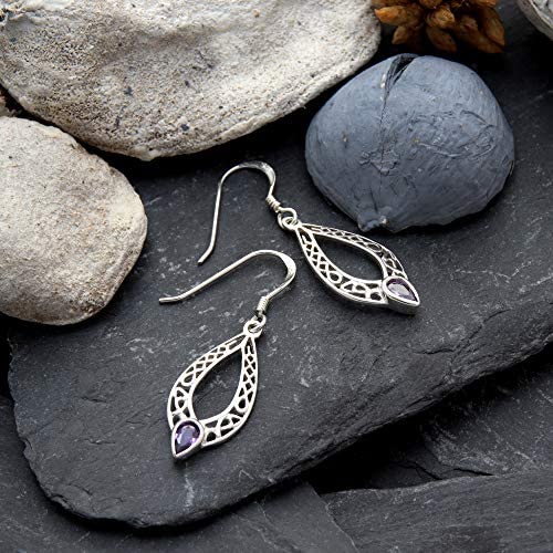Sterling Silver and Amethyst Celtic Earrings