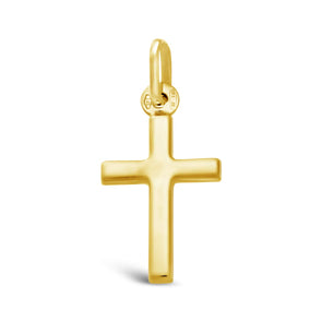 Small Plain Solid 9ct Gold Cross Necklace Pendant for Women Boys Girls - Cross Charm with Jewellery Gift Box - PENDANT ONLY - 22mm x 12mm