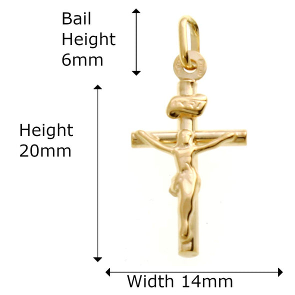 Alexander Castle Small 9ct Gold Crucifix Cross Pendant With Jewellery Gift Box - Suitable for women or children and ideal for Christening Gift