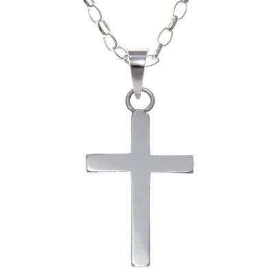 Sterling Silver Cross Necklace for Women - Silver Cross Necklace Pendant with 18" Sterling Silver Chain & Jewellery Gift Box - 20mm x 13mm