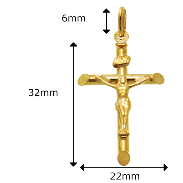 9ct Gold Crucifix Cross Pendant with 18" Chain Necklace and Jewellery Gift Box