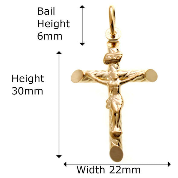 Alexander Castle 9ct Gold Crucifix Cross Pendant Necklace With 18" chain and Jewellery Gift Box