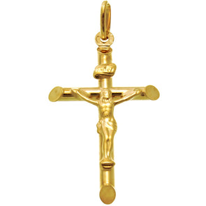 9ct Gold Crucifix Necklace Pendant for Women - Cross Charm with Jewellery Gift Box - PENDANT ONLY - 32mm x 22mm
