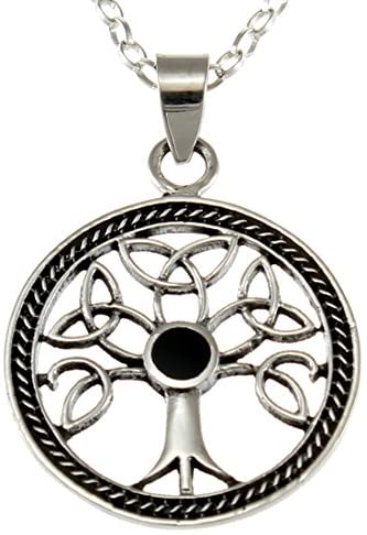 Sterling Silver Celtic Trinity Tree of Life Pendant Necklace With 18" Chain