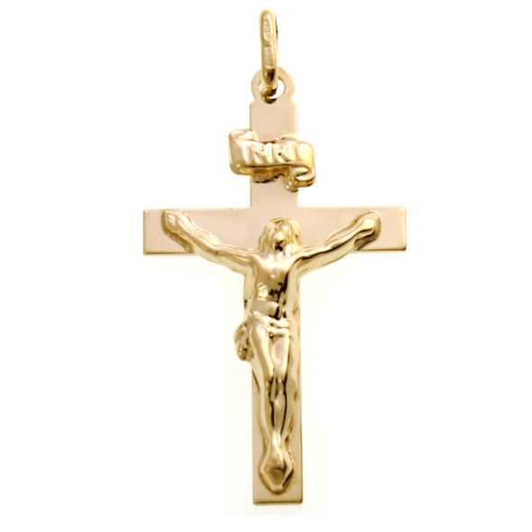 Alexander Castle Mens 9ct Gold Crucifix Cross Pendant With Jewellery Gift Box