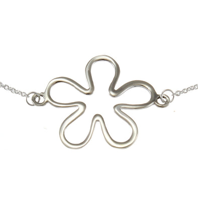 Sterling Silver Flower Pendant Necklace With 18" Chain
