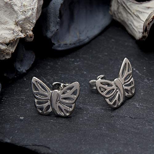 Sterling silver Butterfly stud earrings with jewellery gift box