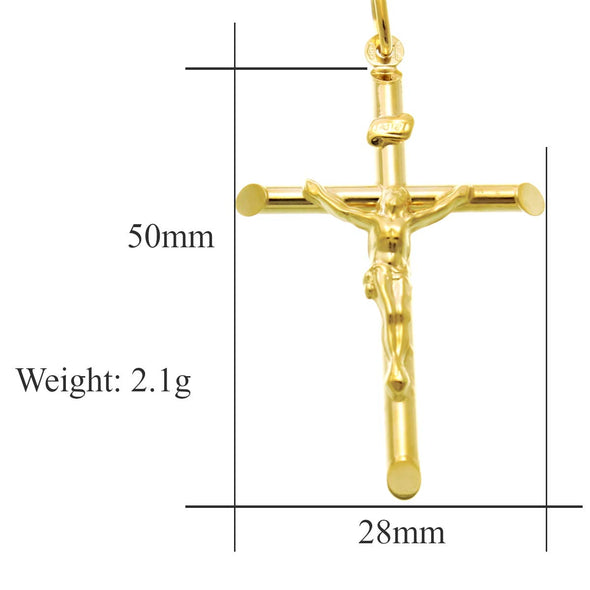 Large 9ct Gold Crucifix Cross Pendant With Jewellery Gift Box