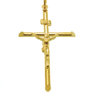 Large Solid 9ct Gold Crucifix Necklace Pendant for Women & Men - Cross Charm with Jewellery Gift Box - PENDANT ONLY - 48mm x 32mm