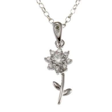 Sterling Silver Flower Pendant Necklace With 18" Chain
