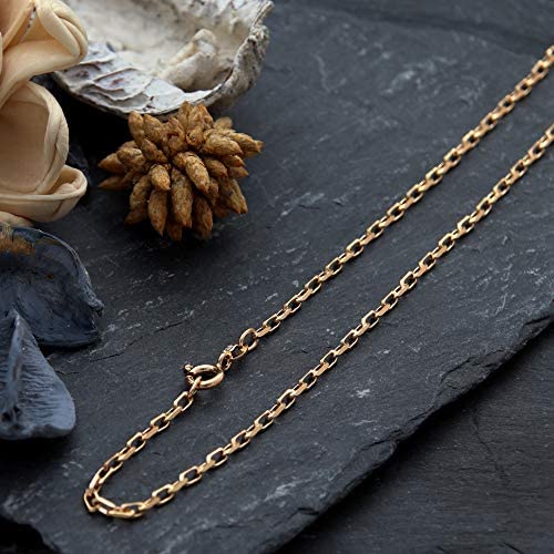 9ct Yellow Gold Rolo Oval Belcher Chain Necklace - 4.7g - 18" (46cm) - Suitable for a woman - Comes in a Jewellery presentation gift box