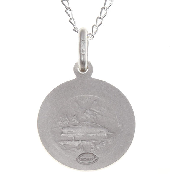 Small Reversible Sterling Silver St Christopher Pendant Necklace with 18" Chain & Jewellery Gift Box - 14mm
