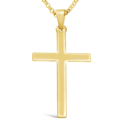 Large Mens 9ct Gold Cross Pendant Necklace With 20" Gold Chain & Jewellery Gift Box