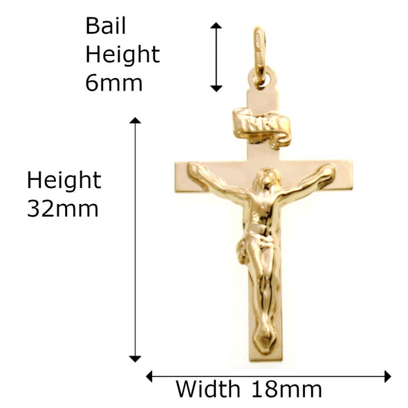 Alexander Castle Mens 9ct Gold Crucifix Cross Pendant With Jewellery Gift Box