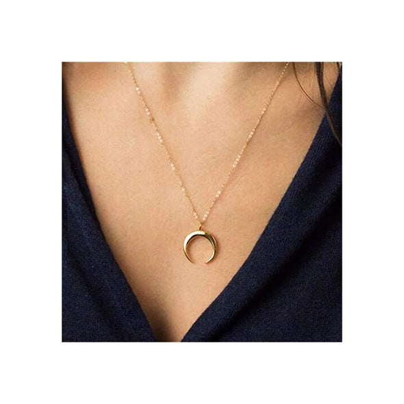 Yellow Gold Plated Sterling Silver Horn Pendant Necklace with adjustable chain jewellery gift box