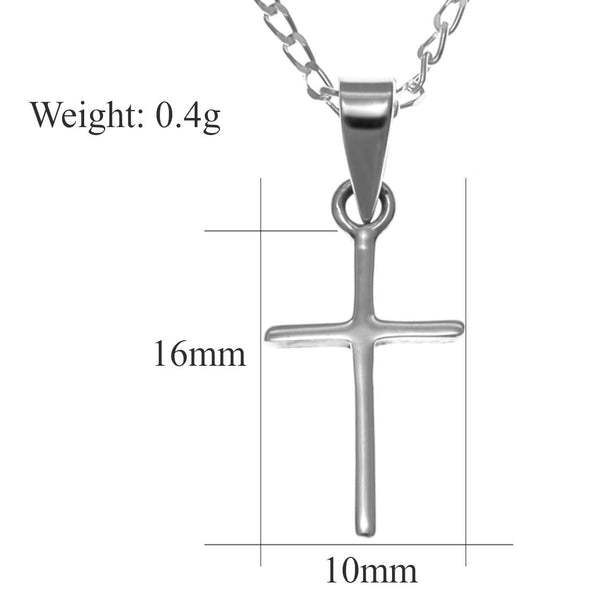 Small Sterling Silver Cross Pendant Necklace with 16" Chain