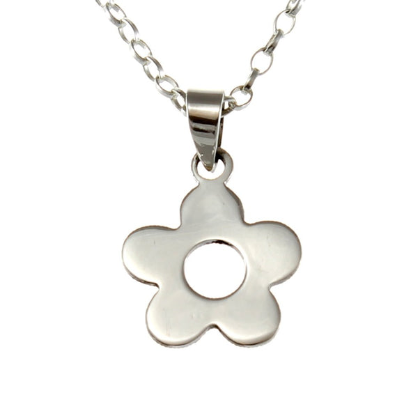 Sterling Silver Flower Pendant Necklace With 18" Chain