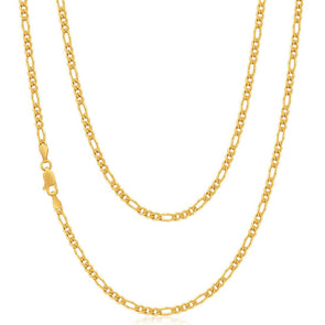 22" Solid 9ct Gold Chain Figaro Chain Necklace - 3mm - Yellow Gold Necklace for Women & Men with Jewellery Gift Box