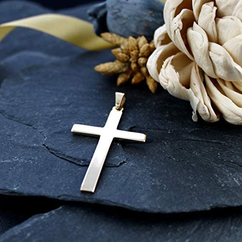 Large Plain Solid 9ct Gold Cross Necklace Pendant for Women Men