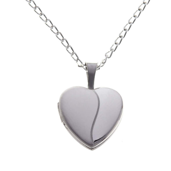 Small Sterling Silver Heart Locket Pendant Necklace with 16" Silver Chain & Gift Box
